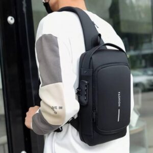 Black Anti-theft Waterproof Shoulder bag With USB Charging Port