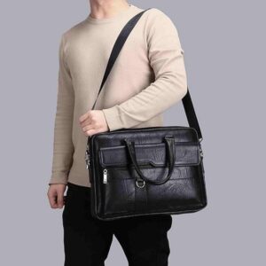 Amsburg Laptop Leather Bag (Black color)